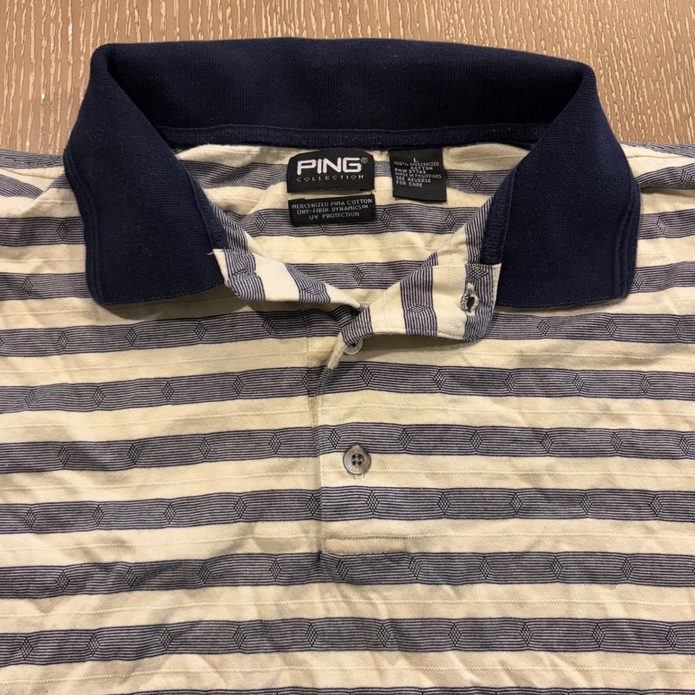 Ping Collection Men's L Polo Shirt Mercerized Cotton Geometric Golf UV Pima Dry